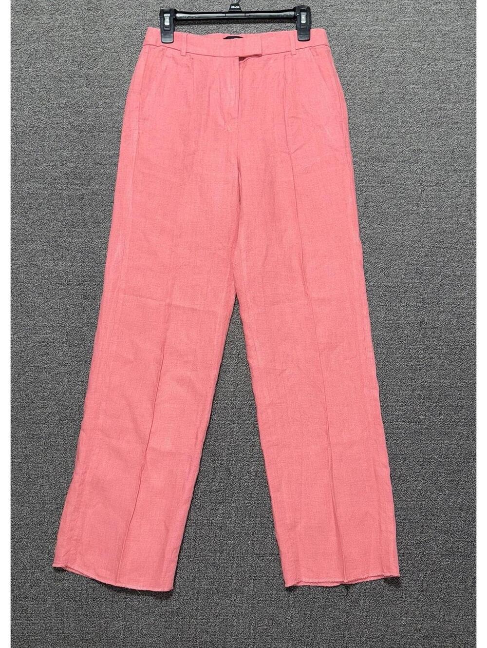 Banana Republic Pink/ Coral Linen Trouser Pants Women’s Size 4 Unhemmed Preppy
